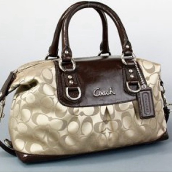 Coach Handbags - Coach Tan and Brown Signature Satchel